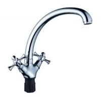 Смеситель д/кухни с 2-мя рукоятками с высоким изливом, креп.гайка Луч 427064 АНТЕЙ 1/10
