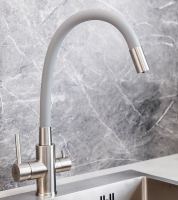 Смеситель д/кухни шар. с доп.выходом д/питьев. воды с гибким серым изливом 511523 Булат нержав.сталь АНТЕЙ® 1/10