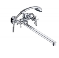 Смеситель д/ванны с 2-мя рукоятками с изливом L-35см. перекл.душа 123130-GR GR 1/10