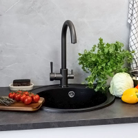 Смеситель д/кухни шар. с доп.выходом д/питьев. воды G351-213 Источник цвет графит GOTA ROCIO® 1/10