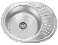 Мойка врезная 0,8мм 450*570мм. лев гл.18см вып 3 1/2 матовая, с сифоном 0.8/180 1Р (12)