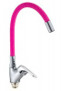 Смеситель д/кухни шар. с высоким силикон изливом креп. гайка розовый D5701 Dikalan