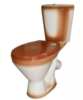 Унитаз-компакт Элегант коричневый декор  с арматурой, кос. вып., ниж. подв., сиденье полипропилен (г.Киров)