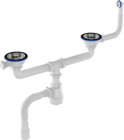 Сифон 3 1/2*40 двойной, с переливом гибким, круглый. с гофрой 40*40/50 Aquant D0139