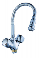 Смеситель д/кухни с 2-мя рукоятками, с гибким изливом, креп.гайка Луна 587336 АНТЕЙ 1/10