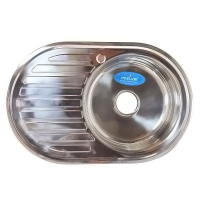 Мойка нерж.сталь овал. 0,6мм 77*50 прав вып. 3 1/2, гл.16см, с/сифоном