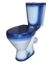Унитаз-компакт Элегант синий декор  с арматурой, кос. вып., ниж. подв., сиденье полипропилен (г.Киров)