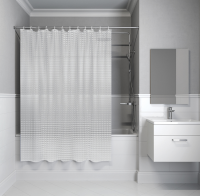 Шторка д/ванной с кольцами 200x180 см, 3D, прозрачная с рис. PEVA, IDDIS, P01PV18i11
