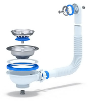 Перелив д/мойки гибкий 3 1/2 круглый, вертикальный Ани Пласт N320S 1/10