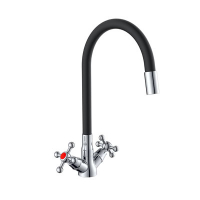 Смеситель д/кухни с 2-мя рукоятками с высоким силиконовым изливом, креп. гайка G095532 черный Ривьера GOTA ROCIO® 1/10