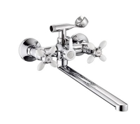 Смеситель д/ванны с 2-мя рукоятками с изливом L-40см. с цв.руч. белый G334941 Oliva GOTA ROCIO® 1/10