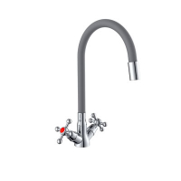 Смеситель д/кухни с 2-мя рукоятками с высоким силиконовым изливом, креп. гайка G095538 серый Ривьера GOTA ROCIO® 1/10