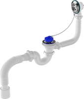 Обвязка на ванну 1 1/2*40 с выпуском и переливом, с гофрой 40*50  с мет. реш.Aquant V150 1/30 