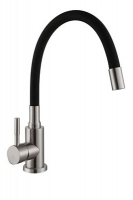 Смеситель  Ломонд д/кухни шар. с гибким силикон. изливом черный 11320 нержав.сталь GOLDEN FOX 1/10