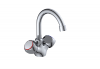 Смеситель д/кухни с 2-мя рукоятками с высоким изливом, креп.гайка Луна 107336 АНТЕЙ 1/10