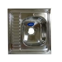 Мойка нерж.сталь накладная 0,8мм 600*600 прав вып. 3 1/2 с сифоном гл.18см