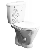 Унитаз-компакт Суперкомпакт декор Цветы с арматурой,с сиденьем Комбо (кат.С) (г.Ст.Оскол)