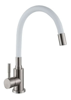 Смеситель  Ломонд д/кухни шар. с гибким силикон. изливом белый 11321 нержав.сталь GOLDEN FOX 1/10