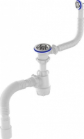 Сифон 1 1/4*40 с гофрой 40*40/50 с круглым переливом Aquant S1056-30-MR 1/30