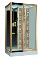 Душ.каб.1200*820*2150 низ.акр.поддон,золото стекло NG-7713GL
