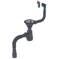 Сифон 3 1/2*40 с мет.реш, прямоуг/кругл перелив, гт 40х40/50 ГРАНИТ Aquant B0198 1/20