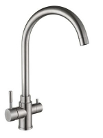 Смеситель  Ломонд д/кухни шар. с высоким изливом, с выходом на две воды 11350 нержав.сталь GOLDEN FOX 1/10