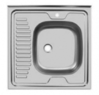 Мойка нерж.сталь накладная 0,4мм 600*600 лев гл.12см. без сифона ECO (21)