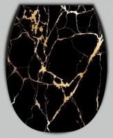 Сиденье д/унитаза жёсткое Океан Lux "Черный мрамор" с детской накладкой" 1/10