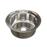 Мойка нерж.сталь врезная круг. 0,6мм д. 490, вып 3 1/2, гл.17см. с сифоном (15)