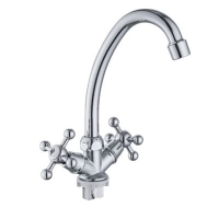 Смеситель д/кухни с 2-мя рукоятками с высоким изливом на гайке (без подводки) 125230-GR GR 1/10