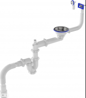 Сифон 3 1/2х40 со смещением, прямоточный, мет.решетка, с прямоугольно-круглым переливом, 40х40/50 Aquant UB0270 /18