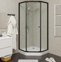 Душ.ограждение 90*90*197 низкий поддон, прозр.стекло, черный профиль, сифон ZEP91B PARLY 2 части