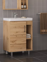 Подстолье Брит 60 (1 дверь) дуб вотан под. умывальник Quadro 60 GOLDEN FOX (к арт. 23148Шкаф зеркальный Брит 600 дуб вотан) 