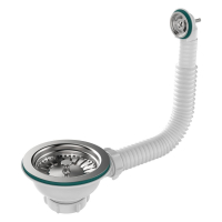 Перелив д/мойки гибкий 3 1/2 круглый, вертикальный Aquant NV320БЕЛ-40PS 1/40