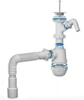 Сифон Грот 1 1/2*40 с гофрой 40*40/50 с носиком Ани Пласт А2015 1/25