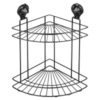 Полка металл. угловая 2-х ярусная на присоске Air-lock BI-3107 А2 черный Sakura