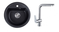 Мойка NOVA 51N черная+смеситель