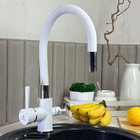 Смеситель д/кухни шар. с доп.выходом д/питьев. воды G351-531 Источник с силикон.излив. белый GOTA ROCIO® 1/10