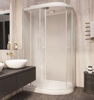 Душ.кабина 120*80*210 низкий поддон, матовый зад, матовый перед, б/болт.соединение, белый профиль EF1231L PARLY (5 частей)