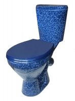 Унитаз-компакт Элегант синий кракелюр  с арматурой, кос. вып., ниж. подв., сиденье полипропилен (г.Киров)