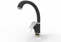 Смеситель д/кухни шар. с высоким изливом, креп.гайка G092464 d35 Гармония черный/хром GOTA ROCIO® 1/10