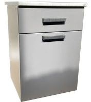 Стол разделочный 500 (1 ящик) "Камила-2" белый софт/графит софт столешница Мрамор итальянский