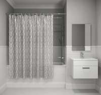 Шторка д/ванной с кольцами 200x180 см, 3D, прозрачная с рис. PEVA, IDDIS, P03PV18i11