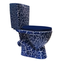 Унитаз-компакт Лира синий кракелюр с арматурой, кос. вып., ниж. подв., антивсплеск, сиденье полипропилен (г.Киров)