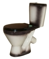 Унитаз-компакт Элегант черный декор ( с арматурой, кос. вып., ниж. подв., сиденье полипропилен (г.Киров)