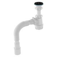 Сифон 1 1/4*40 с черн.мет.реш.с гофрой 40*40/50 Aquant S1082 1/35