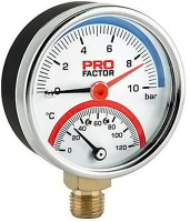 Термоманометр радиал. d= 63мм 6 bar  1/4" PF SG 872-6 (0-120oC)