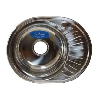 Мойка нерж.сталь врезная овал. 0,6мм 450*570 лев вып. 3 1/2, гл.16см, с/сифоном