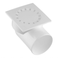 Трап горизонтальный 110 с сухим затвором ВК пласт. 150*150мм. белый внутр.канал. РосТурПласт