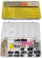 Рем.набор Сантехник №4  (прокладки+лен+паста) 1/100